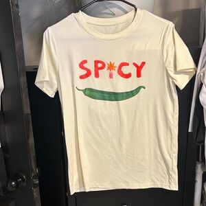 Spicy Graphic Tee - Cream with Red & Green